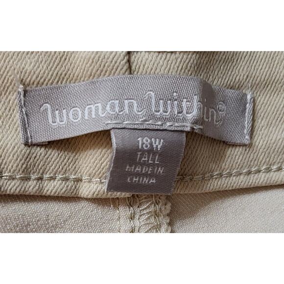 Woman Within Plus Size 18W Tall Khaki Beige Straight Leg Jeans Pants - Picture 7 of 14